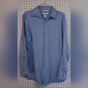 Cremieux Slim Fit Mens Dress Shirt 16/34 Stretch 100% Prima Cotton Blue